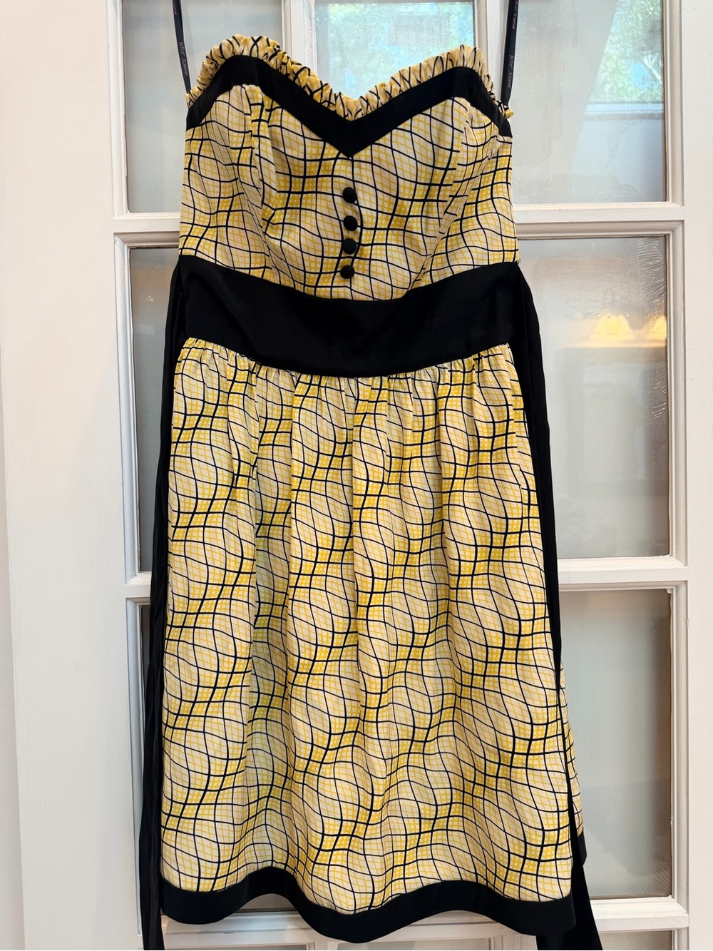 Vintage Betsey Johnson Y2K Retro Grunge Punk Plaid Strapless Silk Dress Size 2